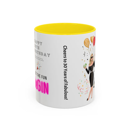 Happy 30th Birthday Accent Coffee Mug, Fun Gift for Her, Toast to Turning 30, Unique Drinkware for Parties