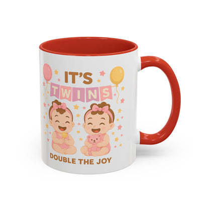 Twin Celebration Coffee Mug, Cute Twins Mug for Parents, Baby Shower Gift, Personalized Coffee Cup, Double the Joy Mug