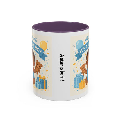 Baby Boy Announcement Coffee Mug, Newborn, Welcome Baby Boy Gift