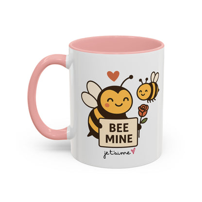 Bee Mine Accent Coffee Mug - Buzzing with Love, Cute Gift for Valentine’s Day, Best Friend, Love, Bee Lovers, Cozy Mornings