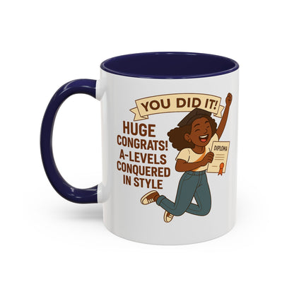 Celebratory Coffee Mug for Graduates, Graduation Gift, A-Level Congrats Mug, Stylish Coffee Cup for Students, Personalized Diploma Mug