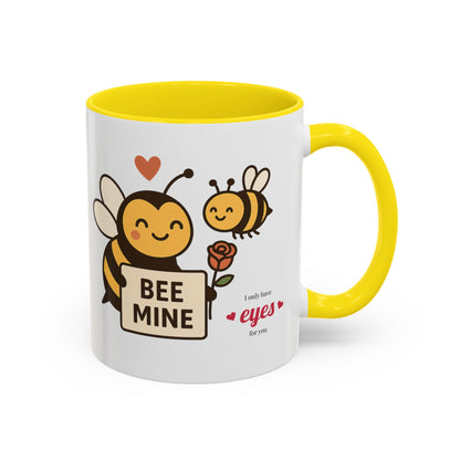 Bee Mine Accent Coffee Mug - Buzzing with Love, Cute Gift for Valentine’s Day, Best Friend, Love, Bee Lovers, Cozy Mornings