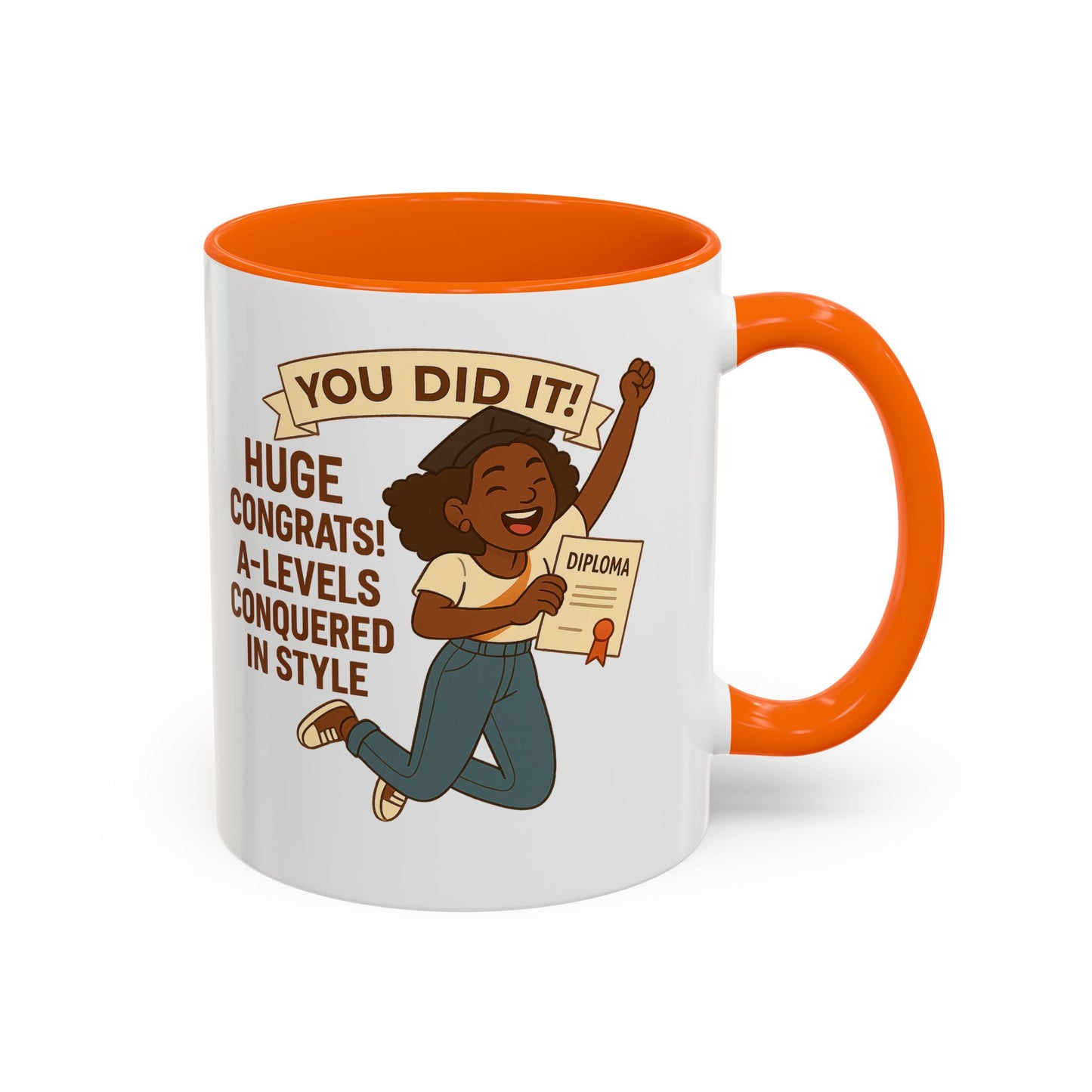 Celebratory Coffee Mug for Graduates, Graduation Gift, A-Level Congrats Mug, Stylish Coffee Cup for Students, Personalized Diploma Mug