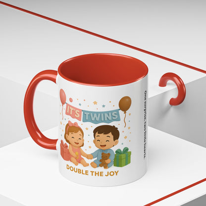 Funny Twin Celebration Coffee Mug - 'It's Twins, Double the Joy'