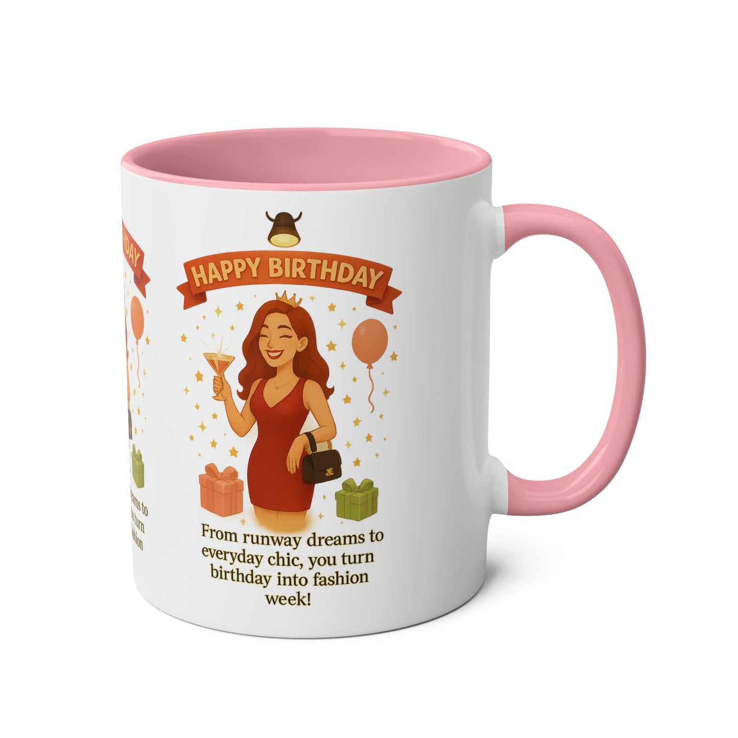 Happy Birthday Two-Tone Coffee Mug - Stylish Gift for Fashion Lovers