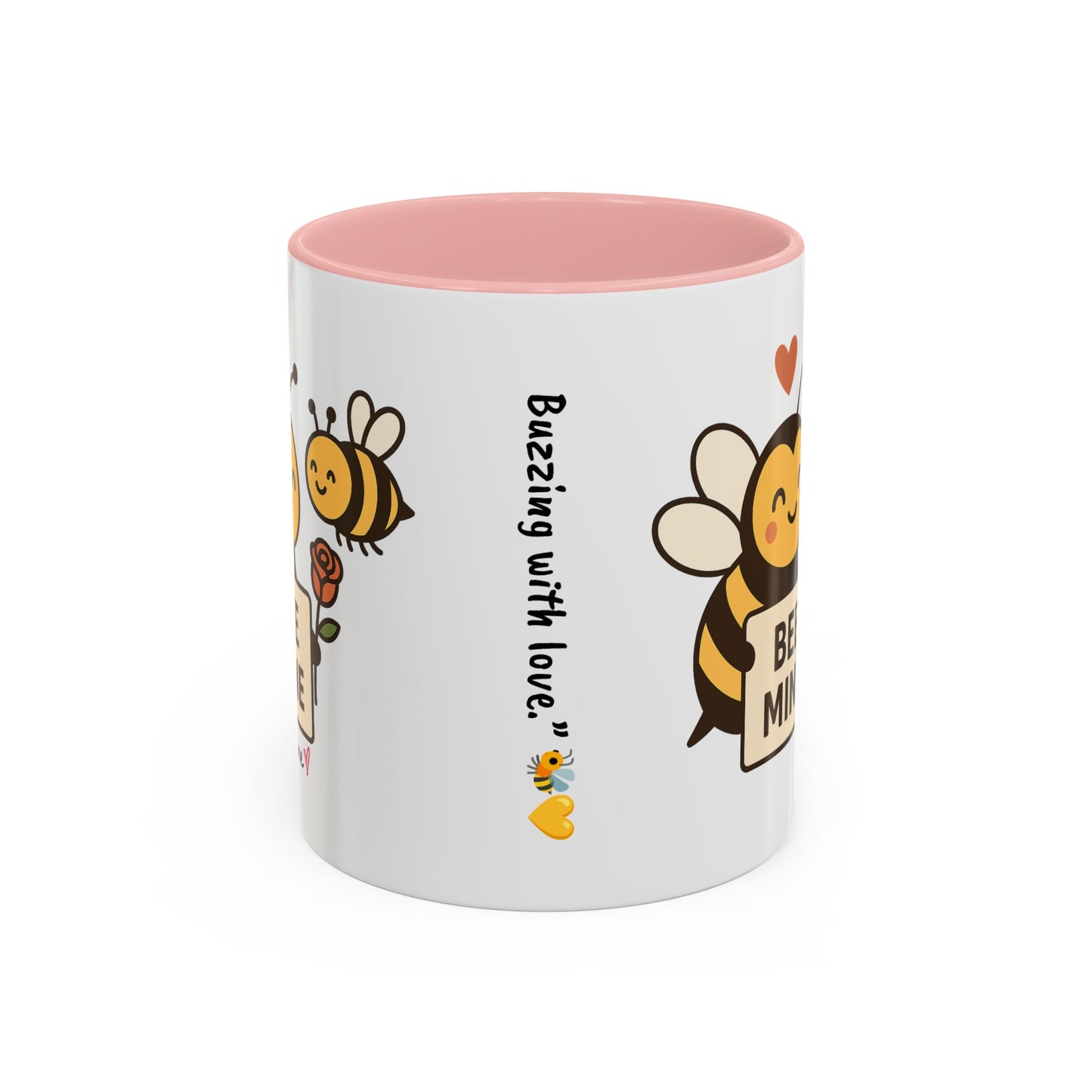 Bee Mine Accent Coffee Mug - Buzzing with Love, Cute Gift for Valentine’s Day, Best Friend, Love, Bee Lovers, Cozy Mornings
