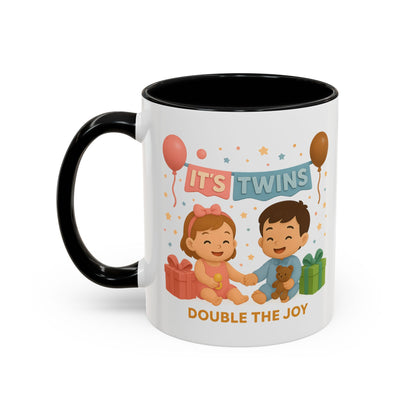 Funny Twin Celebration Coffee Mug - 'It's Twins, Double the Joy'