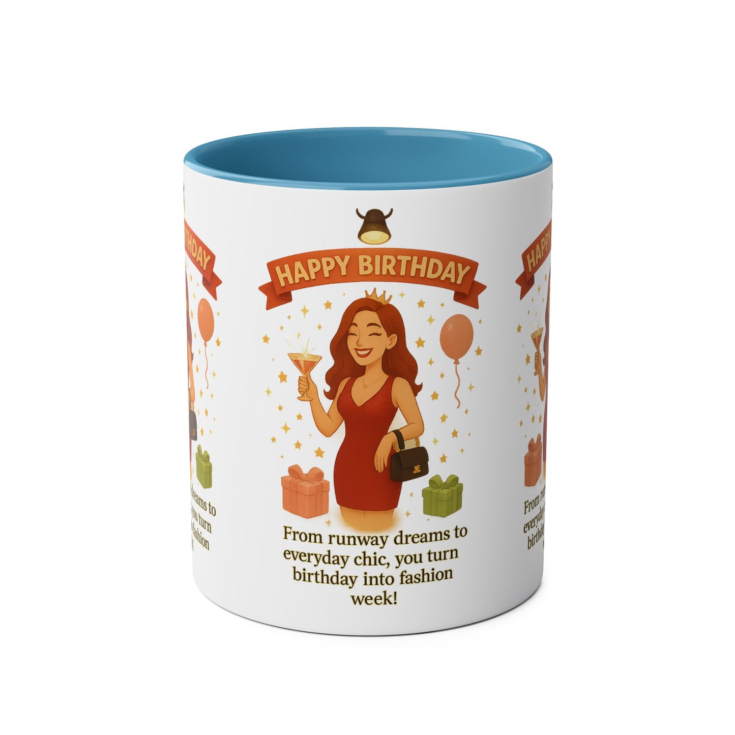 Happy Birthday Two-Tone Coffee Mug - Stylish Gift for Fashion Lovers