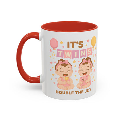 Twin Celebration Coffee Mug, Cute Twins Mug for Parents, Baby Shower Gift, Personalized Coffee Cup, Double the Joy Mug