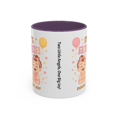 Twin Celebration Coffee Mug, Cute Twins Mug for Parents, Baby Shower Gift, Personalized Coffee Cup, Double the Joy Mug