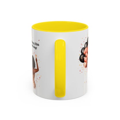 Accent Coffee 35th birthday woman with balloon Mug