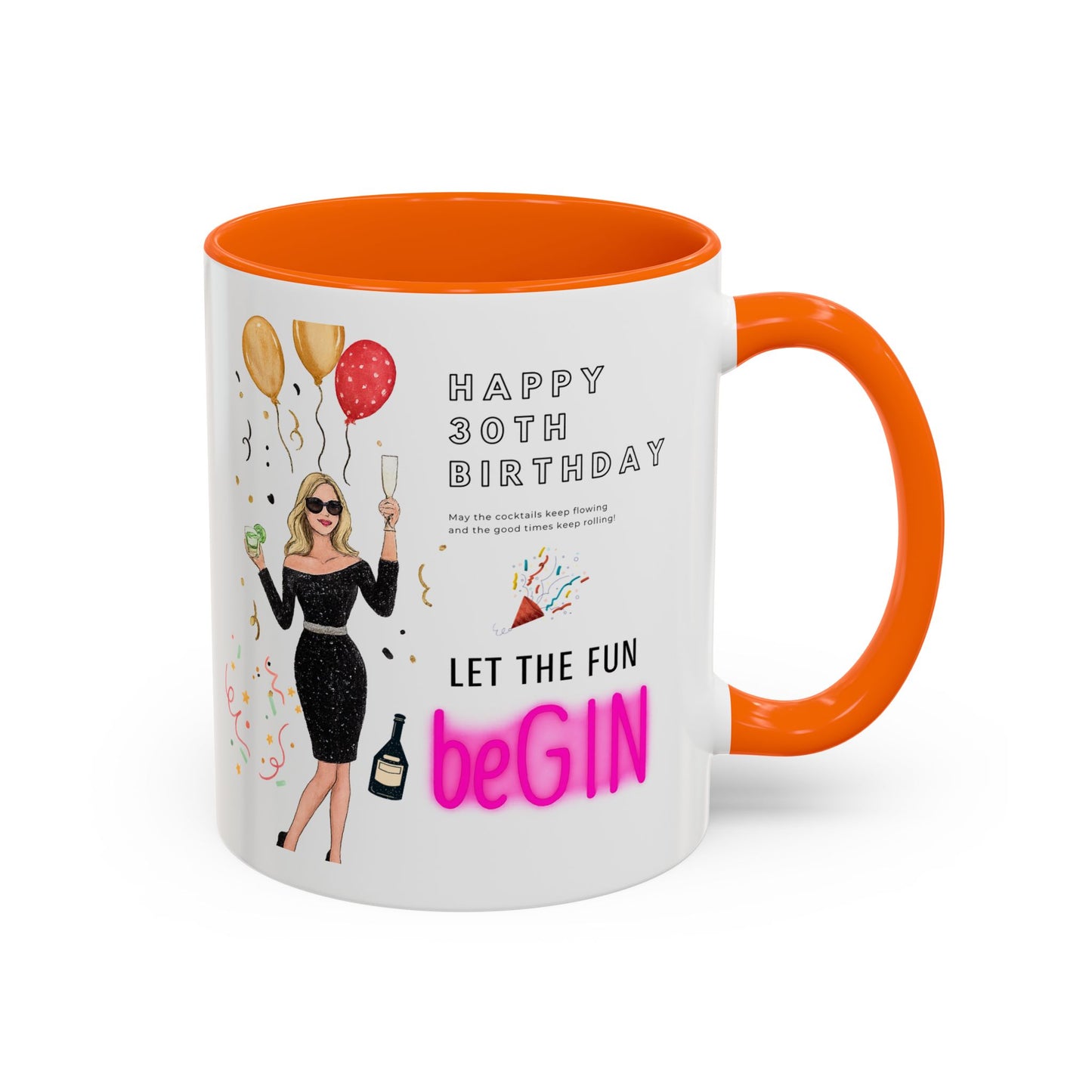 Happy 30th Birthday Accent Coffee Mug, Fun Gift for Her, Toast to Turning 30, Unique Drinkware for Parties