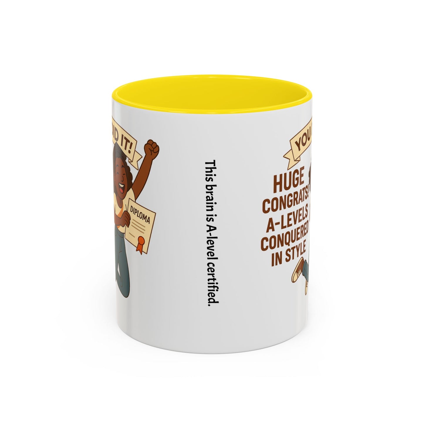 Celebratory Coffee Mug for Graduates, Graduation Gift, A-Level Congrats Mug, Stylish Coffee Cup for Students, Personalized Diploma Mug