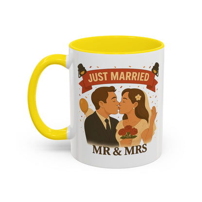 Just Married Coffee Mug | Wedding Gift | Newlywed Coffee Cup | Mr & Mrs Mug | Bride and Groom Drinkware