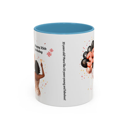 Accent Coffee 35th birthday woman with balloon Mug