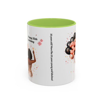 Accent Coffee 35th birthday woman with balloon Mug