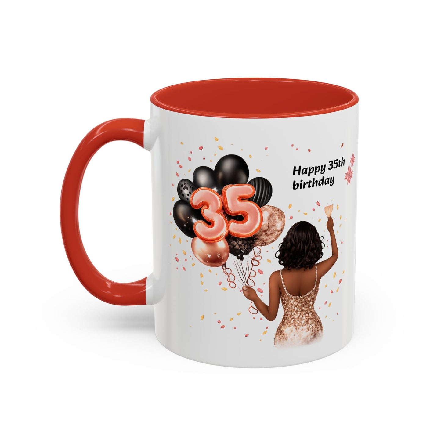 Accent Coffee 35th birthday woman with balloon Mug