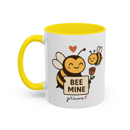 Bee Mine Accent Coffee Mug - Buzzing with Love, Cute Gift for Valentine’s Day, Best Friend, Love, Bee Lovers, Cozy Mornings