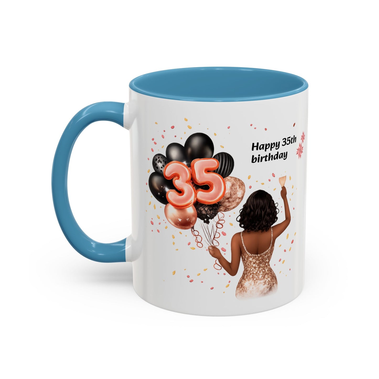 Accent Coffee 35th birthday woman with balloon Mug