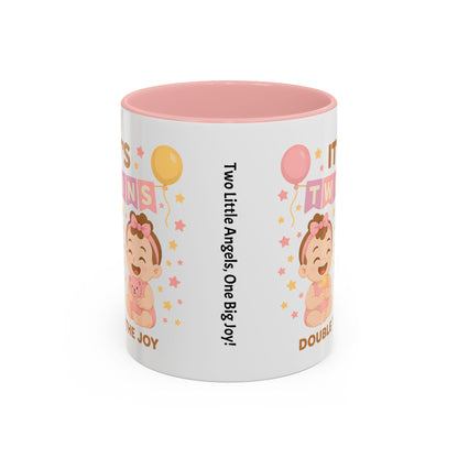 Twin Celebration Coffee Mug, Cute Twins Mug for Parents, Baby Shower Gift, Personalized Coffee Cup, Double the Joy Mug