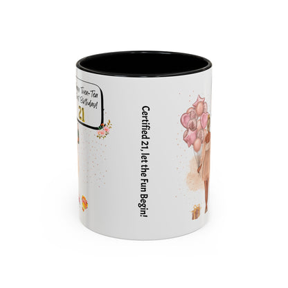 21st Birthday Celebration Coffee Mug, Funny Gift for Turning 21