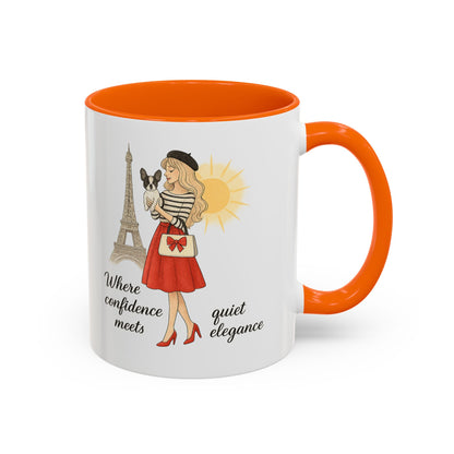 Elegant Confidence Coffee Mug - Inspiring Quote & Chic Design for Tea Lovers, Gifts for Her, Home Office Decor, Parisian Style