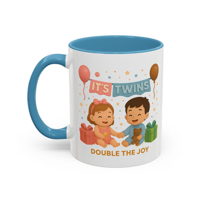 Funny Twin Celebration Coffee Mug - 'It's Twins, Double the Joy'