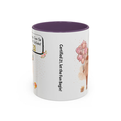 21st Birthday Celebration Coffee Mug, Funny Gift for Turning 21