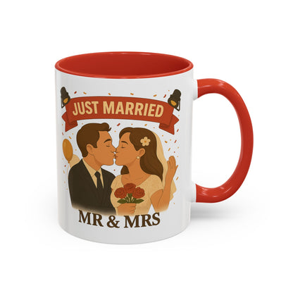 Just Married Coffee Mug | Wedding Gift | Newlywed Coffee Cup | Mr & Mrs Mug | Bride and Groom Drinkware