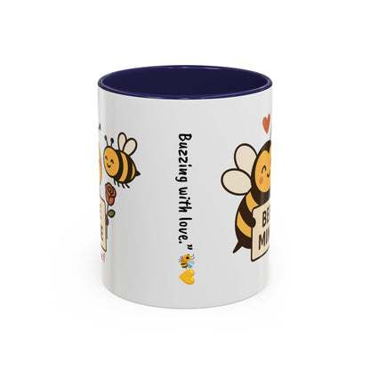 Bee Mine Accent Coffee Mug - Buzzing with Love, Cute Gift for Valentine’s Day, Best Friend, Love, Bee Lovers, Cozy Mornings