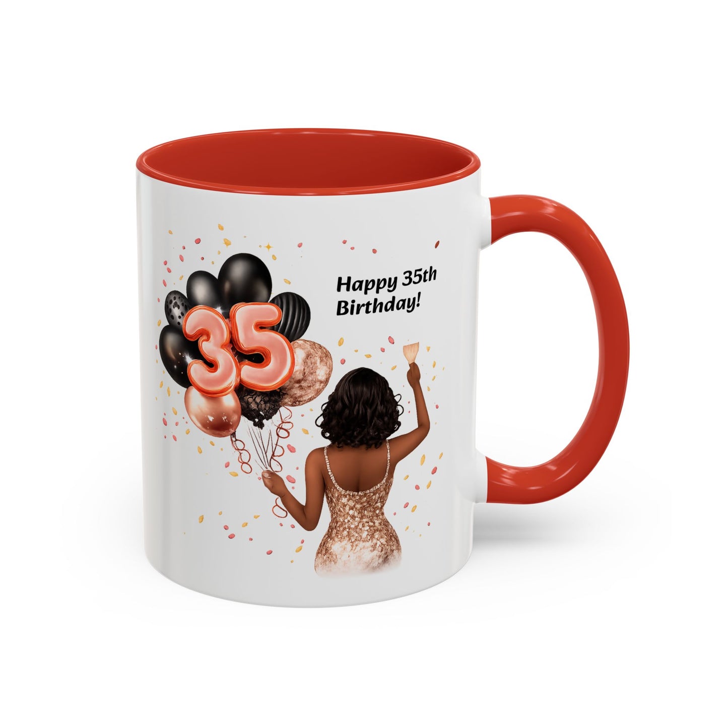 Accent Coffee 35th birthday woman with balloon Mug