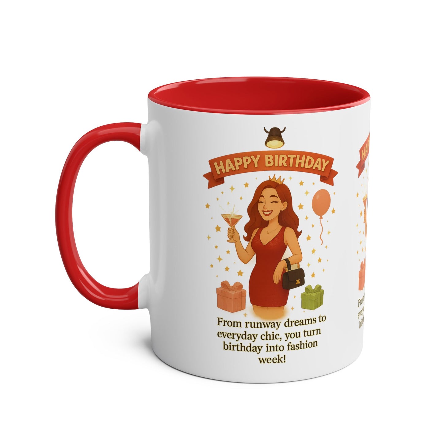 Happy Birthday Two-Tone Coffee Mug - Stylish Gift for Fashion Lovers