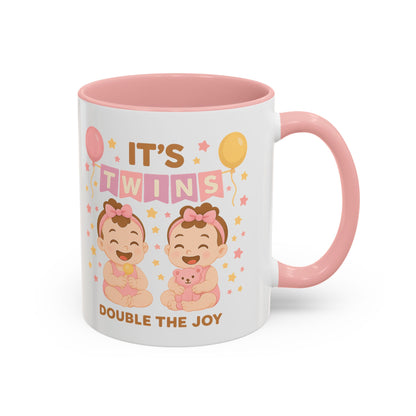 Twin Celebration Coffee Mug, Cute Twins Mug for Parents, Baby Shower Gift, Personalized Coffee Cup, Double the Joy Mug