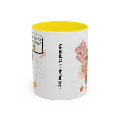 21st Birthday Celebration Coffee Mug, Funny Gift for Turning 21