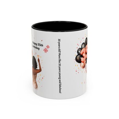 Accent Coffee 35th birthday woman with balloon Mug