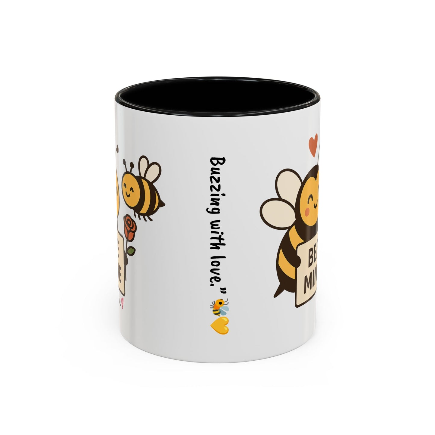 Bee Mine Accent Coffee Mug - Buzzing with Love, Cute Gift for Valentine’s Day, Best Friend, Love, Bee Lovers, Cozy Mornings