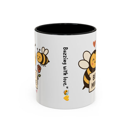 Bee Mine Accent Coffee Mug - Buzzing with Love, Cute Gift for Valentine’s Day, Best Friend, Love, Bee Lovers, Cozy Mornings