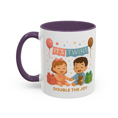 Funny Twin Celebration Coffee Mug - 'It's Twins, Double the Joy'