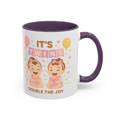 Twin Celebration Coffee Mug, Cute Twins Mug for Parents, Baby Shower Gift, Personalized Coffee Cup, Double the Joy Mug