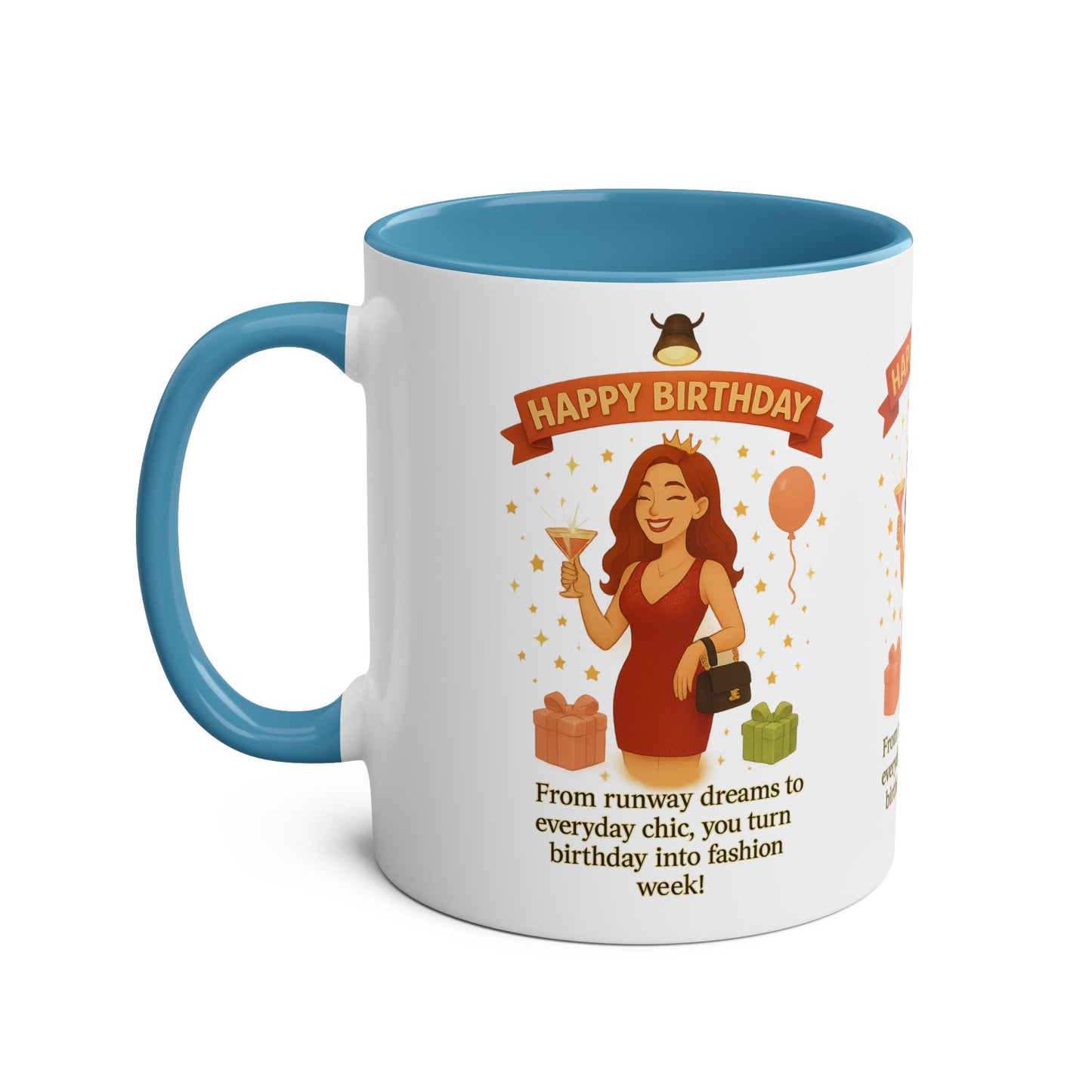 Happy Birthday Two-Tone Coffee Mug - Stylish Gift for Fashion Lovers