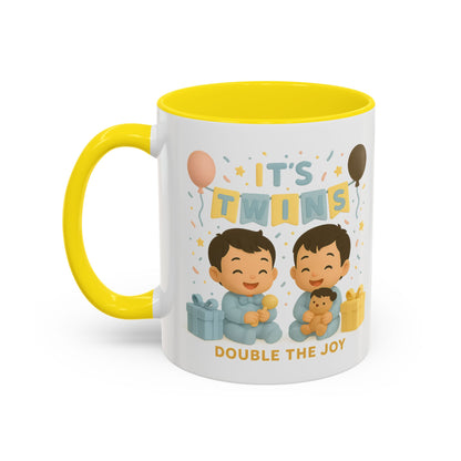 Twins Celebration Coffee Mug, Cute Twins Gift Mug, Baby Shower Mug, Newborn Gift, Double the Joy Mug