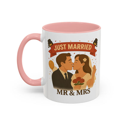 Just Married Coffee Mug | Wedding Gift | Newlywed Coffee Cup | Mr & Mrs Mug | Bride and Groom Drinkware