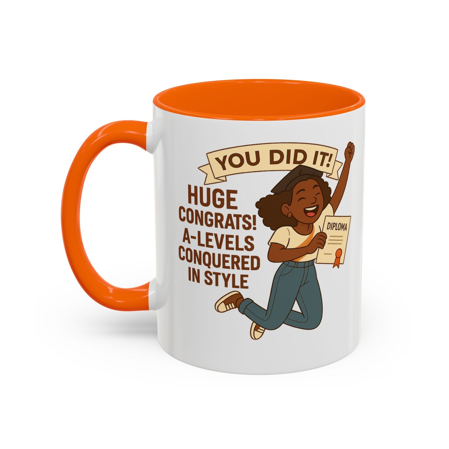 Celebratory Coffee Mug for Graduates, Graduation Gift, A-Level Congrats Mug, Stylish Coffee Cup for Students, Personalized Diploma Mug