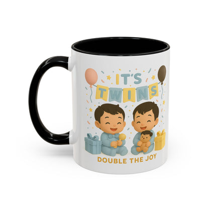 Twins Celebration Coffee Mug, Cute Twins Gift Mug, Baby Shower Mug, Newborn Gift, Double the Joy Mug