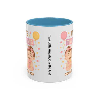 Twin Celebration Coffee Mug, Cute Twins Mug for Parents, Baby Shower Gift, Personalized Coffee Cup, Double the Joy Mug