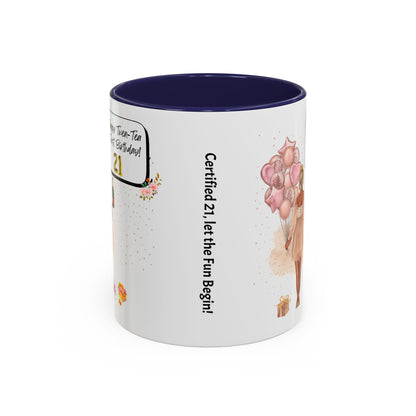 21st Birthday Celebration Coffee Mug, Funny Gift for Turning 21