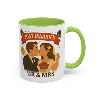 Just Married Coffee Mug | Wedding Gift | Newlywed Coffee Cup | Mr & Mrs Mug | Bride and Groom Drinkware