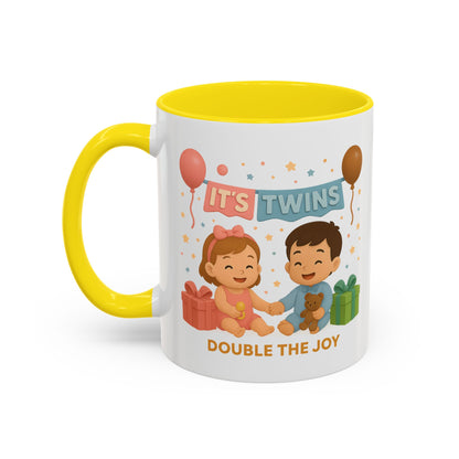 Funny Twin Celebration Coffee Mug - 'It's Twins, Double the Joy'