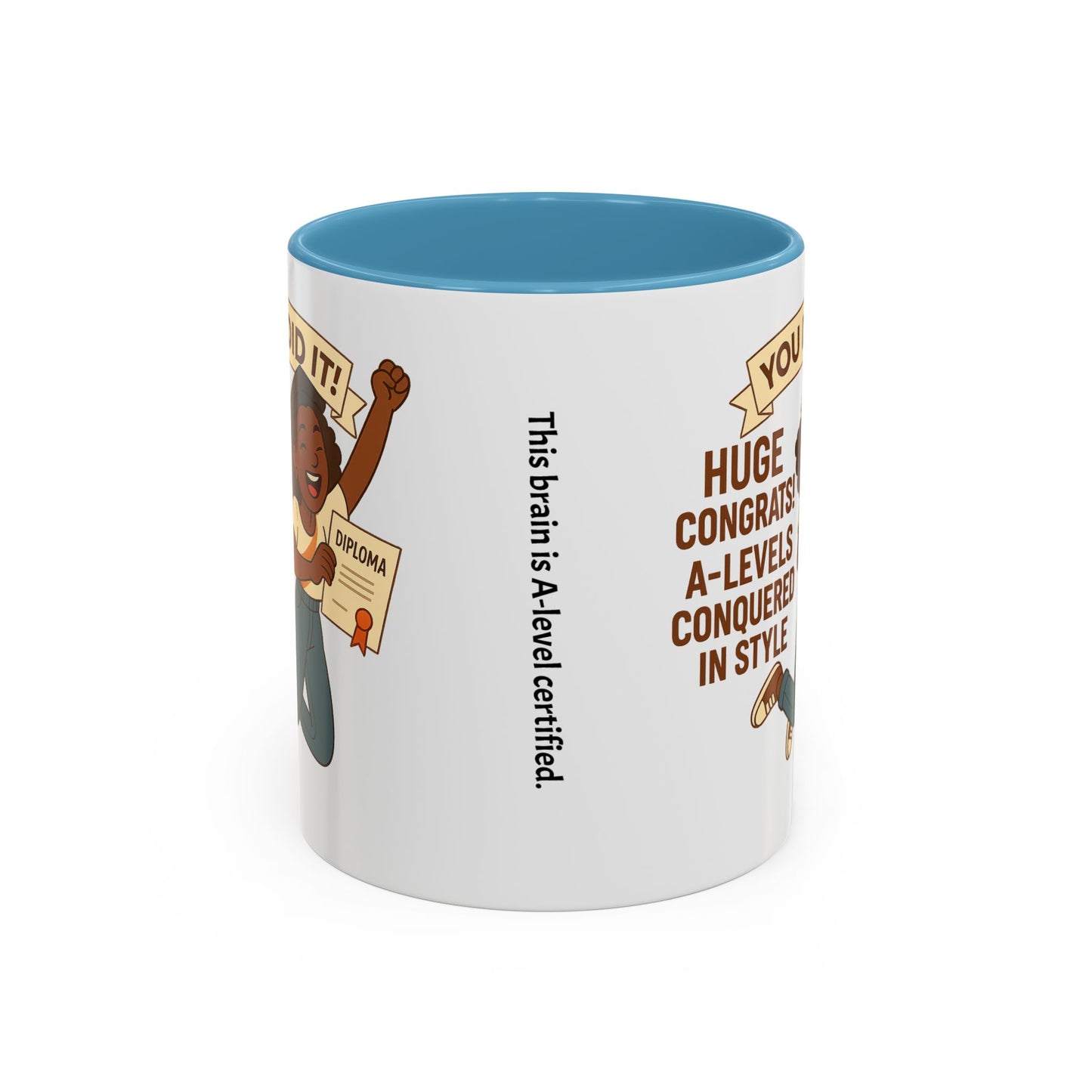 Celebratory Coffee Mug for Graduates, Graduation Gift, A-Level Congrats Mug, Stylish Coffee Cup for Students, Personalized Diploma Mug