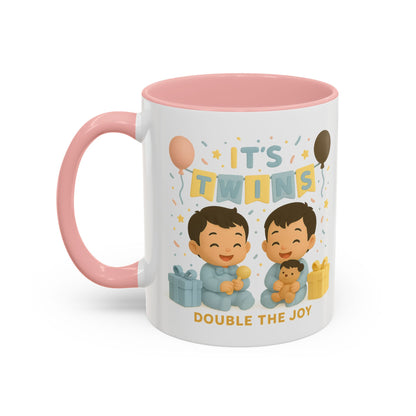 Twins Celebration Coffee Mug, Cute Twins Gift Mug, Baby Shower Mug, Newborn Gift, Double the Joy Mug